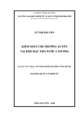 Luận văn thạc sĩ kiểm soát chi thường xuyên tại kho bạc nhà nước cẩm phả