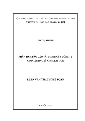 Luận văn thạc sĩ phân tích báo cáo tài chính của công ty cổ phần bao bì nhựa sài gòn
