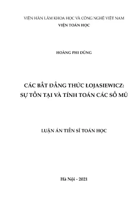 Luận án tiến sĩ toán học các bất đẳng thức łojasiewicz sự tồn tại và tính toán các số mũ