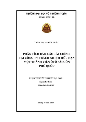 Luận văn tốt nghiệp kế toán phân tích báo cáo tài chính tại công ty trách nhiệm hữu hạn một thành viên ôtô sài gòn phú quốc