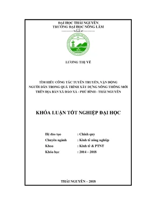 Luận văn tìm hiểu công tác tuyên truyền vận động người dân trong quá trình xây dựng nông thôn mới trên địa bàn xã đào xá phú bình thái nguyên