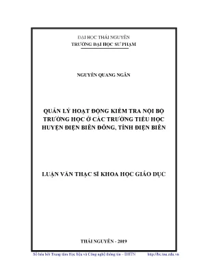 Luận văn thạc sĩ quản lý hoạt động kiểm tra nội bộ trường học ở các trường tiểu học huyện điện biên đông tỉnh điện biên