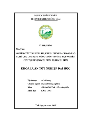 Luận văn thạc sĩ nghiên cứu tình hình thực hiện chính sách đào tạo nghề cho lao động nông thôn trường hợp nghiên cứu tại huyện điện biên tỉnh điện biên