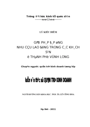 Luận văn thạc sĩ giải pháp đáp ứng nhu cầu lao động trong các khách sạn ở thành phố vĩnh long