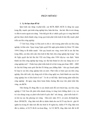 Luận văn phát triển các khu công nghiệp ở tỉnh thanh hóa theo hướng bền vững