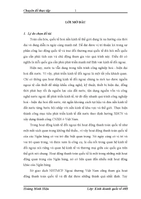 Luận văn tốt nghiệp giải pháp phát triển hoạt động thanh toán quốc tế tại sở giao dịch của nhtmcp ngoại thương việt nam