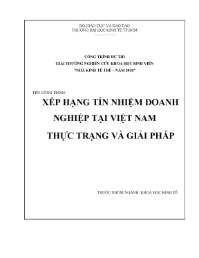 Luận văn tốt nghiệp xếp hạng tín nhiệm doanh nghiệp việt nam thực trạng và giải pháp