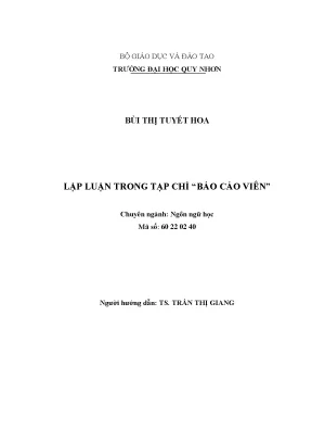 Luận văn thạc sĩ lập luận trong tạp chí báo cáo viên