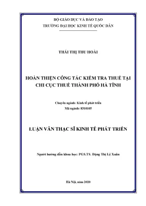 Luận văn hoàn thiện công tác kiểm tra thuế tại chi cục thuế thành phố hà tĩnh