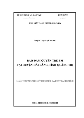 Luận văn thạc sĩ bảo đảm quyền trẻ em tại huyện hải lăng tỉnh quảng trị