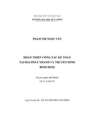Luận văn thạc sĩ hoàn thiện công tác kế toán tại đài phát thanh và truyền hình bình định