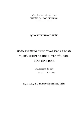Luận văn thạc sĩ hoàn thiện tổ chức công tác kế toán tại bảo hiểm xã hội huyện tây sơn tỉnh bình định