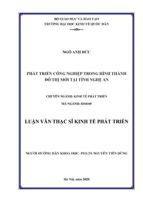 Luận văn phát triển công nghiệp trong hình thành đô thị mới tại tỉnh nghệ an