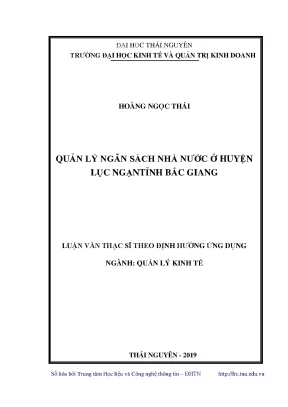 Luận văn thạc sĩ quản lý ngân sách nhà nước ở huyện lục ngạn tỉnh bắc giang