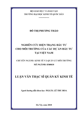 Luận văn nghiên cứu hiện trạng đầu tư cho môi trường của các dự án đầu tư tại việt nam