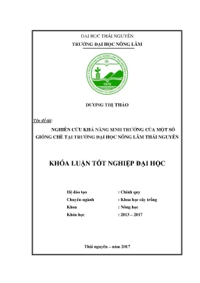 Luận văn nghiên cứu khả năng sinh trưởng của một số giống chè tại trường đại học nông lâm thái nguyên