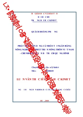 Luận văn thạc sĩ phát triển tín dụng cá nhân tại ngân hàng nông nghiệp và phát triển nông thôn việt nam chi nhánh huyện bố trạch quảng bình