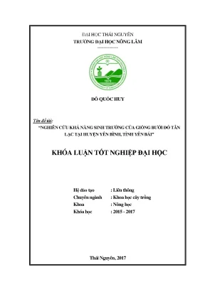 Luận văn nghiên cứu khả năng sinh trưởng của giống bưởi đỏ tân lạc tại huyện yên bình tỉnh yên bái