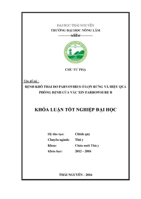 Luận văn thạc sĩ bệnh khô thai do parvovirus ở lợn rừng và hiệu quả phòng bệnh của vắc xin farrowsure b