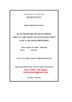 Luận văn thạc sĩ quản trị kinh doanh quản trị rủi ro tín dụng trong cho vay tiêu dùng tại ngân hàng tmcp nam á chi nhánh bình định
