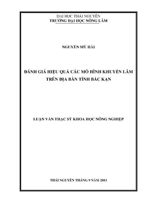 Luận văn thạc sĩ đánh giá hiệu quả của các mô hình khuyến lâm trên địa bàn tỉnh bắc kạn