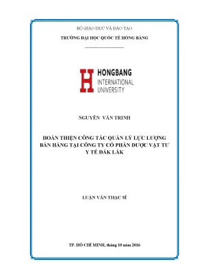 Luận văn thạc sĩ hoàn thiện công tác quản lý lực lượng bán hàng của công ty cổ phần dược vật tư y tế đắk lắk
