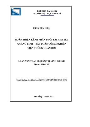 Hoàn thiện kênh phân phối tại viettel quảng bình tập đoàn công nghiệp viễn thông quân đội luận văn thạc sĩ quản trị kinh doanh