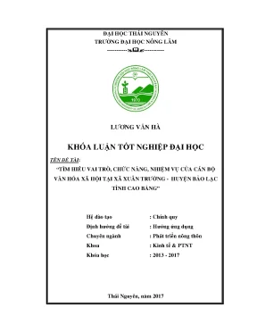Luận văn thạc sĩ tìm hiểu vai trò chức năng nhiệm vụ của cán bộ văn hóa xã hội tại xã xuân trường huyện bảo lạc tỉnh cao bằng