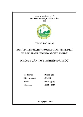 Luận văn thạc sĩ đánh giá hiệu quả hệ thống nông lâm kết hợp tại xã bành trạch huyện ba bể tỉnh bắc kạn