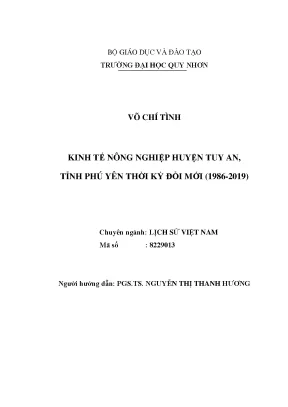 Luận văn thạc sĩ kinh tế nông nghiệp huyện tuy an tỉnh phú yên thời kỳ đổi mới 1986 2019