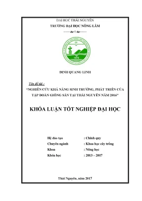 Luận văn nghiên cứu khả năng sinh trưởng phát triển của tập đoàn giống sắn tại thái nguyên năm 2016