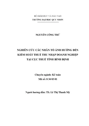 Luận văn thạc sĩ nghiên cứu các nhân tố ảnh hưởng đến kiểm soát thuế tndn tại cục thuế tỉnh bình định