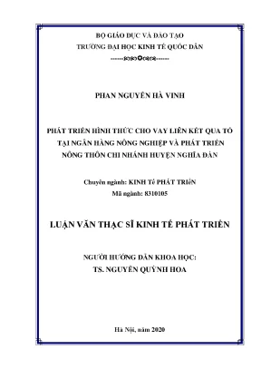 Luận văn phát triển hình thức cho vay liên kết qua tổ tại ngân hàng nông nghiệp và phát triển nông thôn chi nhánh huyện nghĩa đàn