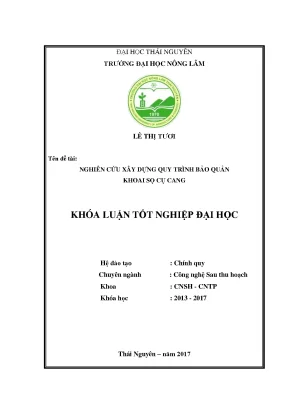 Luận văn nghiên cứu xây dựng quy trình bảo quản khoai sọ cụ cang