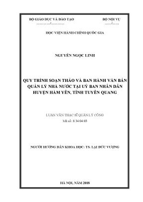 Luận văn thạc sĩ quy trình soạn thảo và ban hành văn bản quản lý nhà nước tại ủy ban nhân dân huyện hàm yên tỉnh tuyên quang