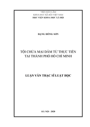 Luận văn thạc sĩ tội chứa mại dâm từ thực tiễn tại thành phố hồ chí minh