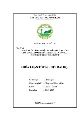 Luận văn nghiên cứu công nghệ chế biến bột ăn kiêng giàu 1 deoxynojirimycin dnj từ lá dâu tằm cho người bệnh tiểu đường