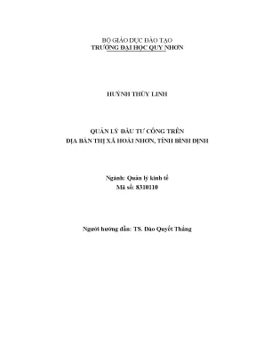 Luận văn thạc sĩ quản lý đầu tư công trên địa bàn thị xã hoài nhơn tỉnh bình định