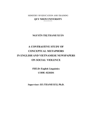 Luận văn thạc sĩ a contrastive study of conceptual metaphors in english and vietnamese newspapers on social violence