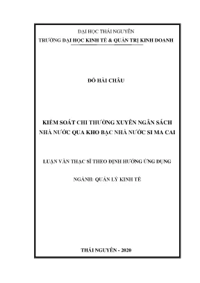 Luận văn thạc sĩ kiểm soát chi thường xuyên ngân sách nhà nước qua kho bạc nhà nước si ma cai