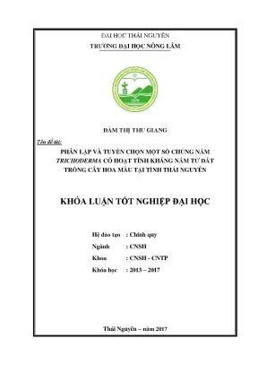 Luận văn phân lập và tuyển chọn một số chủng nấm trichoderma có hoạt tính kháng nấm từ đất trồng cây hoa màu tại tỉnh thái nguyên