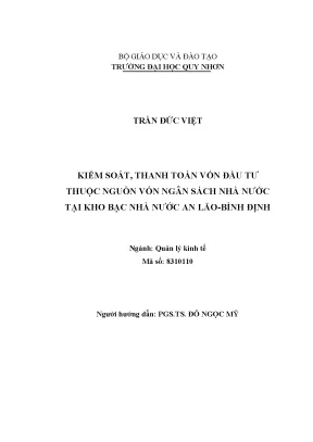 Luận văn thạc sĩ kiểm soát thanh toán vốn đầu tư thuộc nguồn vốn ngân sách nhà nước tại kho bạc nhà nước an lão tỉnh bình định
