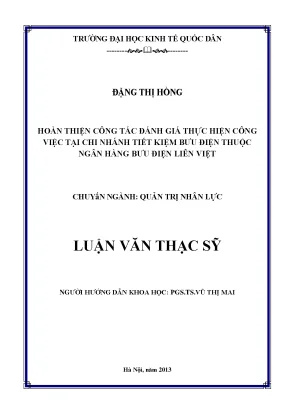 Luận văn hoàn thiện công tác đánh giá thực hiện công việc tại chi nhánh tiết kiệm bưu điện thuộc ngân hàng bưu điện liên việt