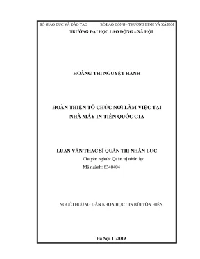 Luận văn thạc sĩ hoàn thiện tổ chức nơi làm việc tại nhà máy in tiền quốc gia