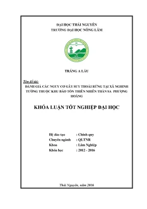 Luận văn thạc sĩ đánh giá các nguy cơ gây suy thoái rừng tại xã nghinh tường thuộc khu bảo tồn thần sa phượng hoàng