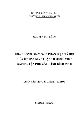 Luận văn thạc sĩ hoạt động giám sát phản biện xã hội của ủy ban mặt trận tổ quốc việt nam huyện phù cát tỉnh bình định