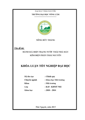 Luận văn thạc sĩ đánh giá hiện trạng nước thải nhà máy luyện kim màu thái nguyên