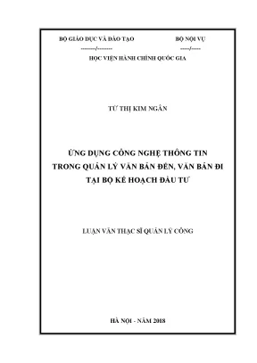 Luận văn thạc sĩ ứng dụng công nghệ thông tin trong quản lý văn bản đến văn bản đi tại bộ kế hoạch và đầu tư