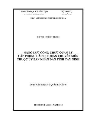 Luận văn thạc sĩ năng lực công chức quản lý cấp phòng các cơ quan chuyên môn thuộc ubndtỉnh tây ninh