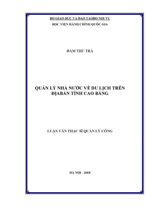 Luận văn thạc sĩ quản lý nhà nước về du lịch trên địa bàn tỉnh cao bằng